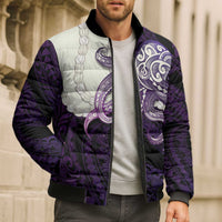 Purple Galaxy Polynesia Tribal Octopus Tattoo Bomber Puffer Jacket Pikake Lei Polynesian Pattern LT14 - Polynesian Pride