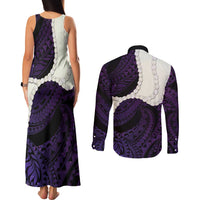Purple Galaxy Polynesia Tribal Octopus Tattoo Couples Matching Tank Maxi Dress and Long Sleeve Button Shirt Pikake Lei Polynesian Pattern LT14 - Polynesian Pride