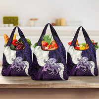Purple Galaxy Polynesia Tribal Octopus Tattoo Grocery Bag Pikake Lei Polynesian Pattern LT14 3-pack One Size Purple - Polynesian Pride