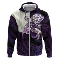 Purple Galaxy Polynesia Tribal Octopus Tattoo Hoodie Pikake Lei Polynesian Pattern LT14 Zip Hoodie Purple - Polynesian Pride