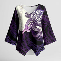 Purple Galaxy Polynesia Tribal Octopus Tattoo Kimono Sleeve Blouse Pikake Lei Polynesian Pattern LT14 Female Purple - Polynesian Pride