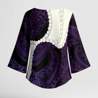 Purple Galaxy Polynesia Tribal Octopus Tattoo Kimono Sleeve Blouse Pikake Lei Polynesian Pattern LT14 - Polynesian Pride