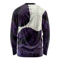 Purple Galaxy Polynesia Tribal Octopus Tattoo Long Sleeve Shirt Pikake Lei Polynesian Pattern LT14 - Polynesian Pride