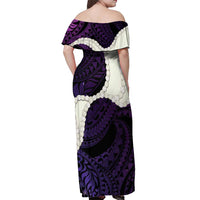 Purple Galaxy Polynesia Tribal Octopus Tattoo Off Shoulder Maxi Dress Pikake Lei Polynesian Pattern LT14 - Polynesian Pride