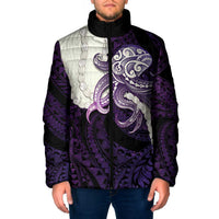 Purple Galaxy Polynesia Tribal Octopus Tattoo Padded Jacket Pikake Lei Polynesian Pattern LT14 Men Purple - Polynesian Pride