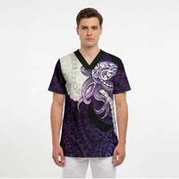 Purple Galaxy Polynesia Tribal Octopus Tattoo Scrub Top Pikake Lei Polynesian Pattern LT14 - Polynesian Pride