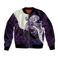 Purple Galaxy Polynesia Tribal Octopus Tattoo Sleeve Zip Bomber Jacket Pikake Lei Polynesian Pattern LT14 Unisex Purple - Polynesian Pride