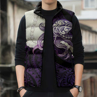 Purple Galaxy Polynesia Tribal Octopus Tattoo Sleeveless Puffer Jacket Pikake Lei Polynesian Pattern LT14 - Polynesian Pride