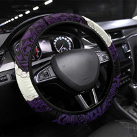 Purple Galaxy Polynesia Tribal Octopus Tattoo Steering Wheel Cover Pikake Lei Polynesian Pattern LT14 Universal Fit Purple - Polynesian Pride
