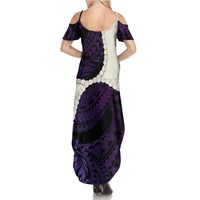 Purple Galaxy Polynesia Tribal Octopus Tattoo Summer Maxi Dress Pikake Lei Polynesian Pattern LT14 - Polynesian Pride