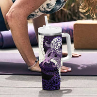 Purple Galaxy Polynesia Tribal Octopus Tattoo Tumbler With Handle Pikake Lei Polynesian Pattern LT14 - Polynesian Pride