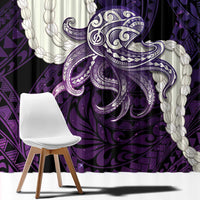 Purple Galaxy Polynesia Tribal Octopus Tattoo Window Curtain Pikake Lei Polynesian Pattern LT14 - Polynesian Pride