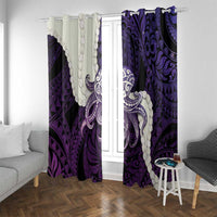 Purple Galaxy Polynesia Tribal Octopus Tattoo Window Curtain Pikake Lei Polynesian Pattern LT14 With Grommets Purple - Polynesian Pride
