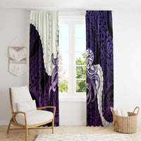 Purple Galaxy Polynesia Tribal Octopus Tattoo Window Curtain Pikake Lei Polynesian Pattern LT14 - Polynesian Pride