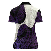 Purple Galaxy Polynesia Tribal Octopus Tattoo Women Polo Shirt Pikake Lei Polynesian Pattern LT14 - Polynesian Pride