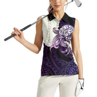 Purple Galaxy Polynesia Tribal Octopus Tattoo Women Sleeveless Polo Shirt Pikake Lei Polynesian Pattern LT14 - Polynesian Pride