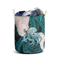 Teal Galaxy Polynesia Tribal Octopus Tattoo Laundry Basket Pikake Lei Polynesian Pattern LT14 - Polynesian Pride