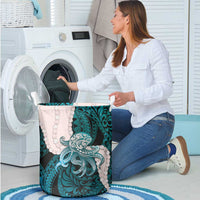 Teal Galaxy Polynesia Tribal Octopus Tattoo Laundry Basket Pikake Lei Polynesian Pattern LT14 - Polynesian Pride