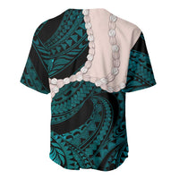 Teal Galaxy Polynesia Tribal Octopus Tattoo Baseball Jersey Pikake Lei Polynesian Pattern LT14 - Polynesian Pride