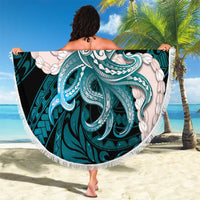Teal Galaxy Polynesia Tribal Octopus Tattoo Beach Blanket Pikake Lei Polynesian Pattern LT14 - Polynesian Pride