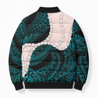 Teal Galaxy Polynesia Tribal Octopus Tattoo Bomber Puffer Jacket Pikake Lei Polynesian Pattern LT14 - Polynesian Pride