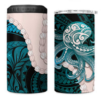 Teal Galaxy Polynesia Tribal Octopus Tattoo 4 in 1 Can Cooler Tumbler Pikake Lei Polynesian Pattern LT14 One Size: 16 oz Teal - Polynesian Pride