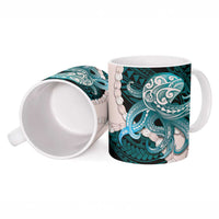 Teal Galaxy Polynesia Tribal Octopus Tattoo Ceramic Mug Pikake Lei Polynesian Pattern LT14 - Polynesian Pride