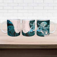Teal Galaxy Polynesia Tribal Octopus Tattoo Ceramic Mug Pikake Lei Polynesian Pattern LT14 - Polynesian Pride