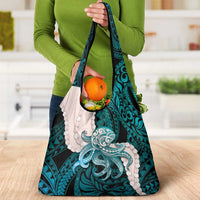 Teal Galaxy Polynesia Tribal Octopus Tattoo Grocery Bag Pikake Lei Polynesian Pattern LT14 - Polynesian Pride