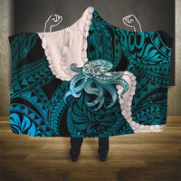 Teal Galaxy Polynesia Tribal Octopus Tattoo Hooded Blanket Pikake Lei Polynesian Pattern LT14 - Polynesian Pride