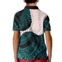 Teal Galaxy Polynesia Tribal Octopus Tattoo Kid Polo Shirt Pikake Lei Polynesian Pattern LT14 - Polynesian Pride