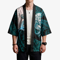 Teal Galaxy Polynesia Tribal Octopus Tattoo Kimono Pikake Lei Polynesian Pattern