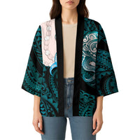 Teal Galaxy Polynesia Tribal Octopus Tattoo Kimono Pikake Lei Polynesian Pattern