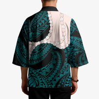 Teal Galaxy Polynesia Tribal Octopus Tattoo Kimono Pikake Lei Polynesian Pattern