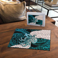 Teal Galaxy Polynesia Tribal Octopus Tattoo Puzzle Pikake Lei Polynesian Pattern LT14 - Polynesian Pride