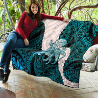 Teal Galaxy Polynesia Tribal Octopus Tattoo Quilt Pikake Lei Polynesian Pattern LT14 - Polynesian Pride