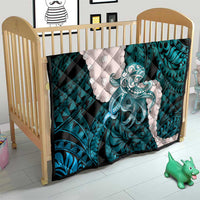 Teal Galaxy Polynesia Tribal Octopus Tattoo Quilt Pikake Lei Polynesian Pattern LT14 - Polynesian Pride