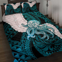 Teal Galaxy Polynesia Tribal Octopus Tattoo Quilt Bed Set Pikake Lei Polynesian Pattern LT14 Teal - Polynesian Pride