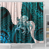 Teal Galaxy Polynesia Tribal Octopus Tattoo Shower Curtain Pikake Lei Polynesian Pattern LT14 - Polynesian Pride