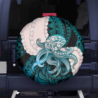Teal Galaxy Polynesia Tribal Octopus Tattoo Spare Tire Cover Pikake Lei Polynesian Pattern LT14 No hole Teal - Polynesian Pride