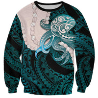 Teal Galaxy Polynesia Tribal Octopus Tattoo Sweatshirt Pikake Lei Polynesian Pattern LT14 Unisex Teal - Polynesian Pride