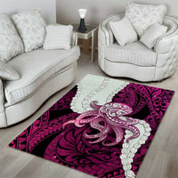 Pink Galaxy Polynesia Tribal Octopus Tattoo Area Rug Pikake Lei Polynesian Pattern