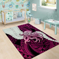 Pink Galaxy Polynesia Tribal Octopus Tattoo Area Rug Pikake Lei Polynesian Pattern