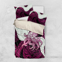 Pink Galaxy Polynesia Tribal Octopus Tattoo Bedding Set Pikake Lei Polynesian Pattern LT14 US Twin 172cm x 218cm Pink - Polynesian Pride
