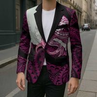 Pink Galaxy Polynesia Tribal Octopus Tattoo Blazer Pikake Lei Polynesian Pattern LT14 - Polynesian Pride