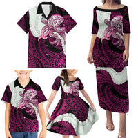 Pink Galaxy Polynesia Tribal Octopus Tattoo Family Matching Puletasi and Hawaiian Shirt Pikake Lei Polynesian Pattern LT14 - Polynesian Pride