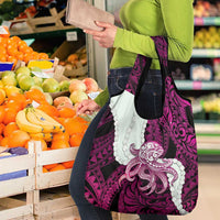 Pink Galaxy Polynesia Tribal Octopus Tattoo Grocery Bag Pikake Lei Polynesian Pattern LT14 - Polynesian Pride