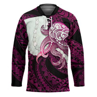 Pink Galaxy Polynesia Tribal Octopus Tattoo Hockey Jersey Pikake Lei Polynesian Pattern