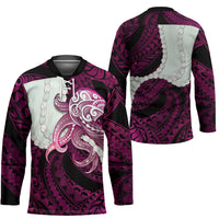 Pink Galaxy Polynesia Tribal Octopus Tattoo Hockey Jersey Pikake Lei Polynesian Pattern