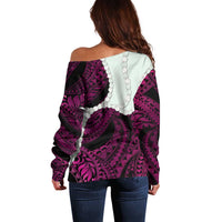 Pink Galaxy Polynesia Tribal Octopus Tattoo Off Shoulder Sweater Pikake Lei Polynesian Pattern LT14 - Polynesian Pride